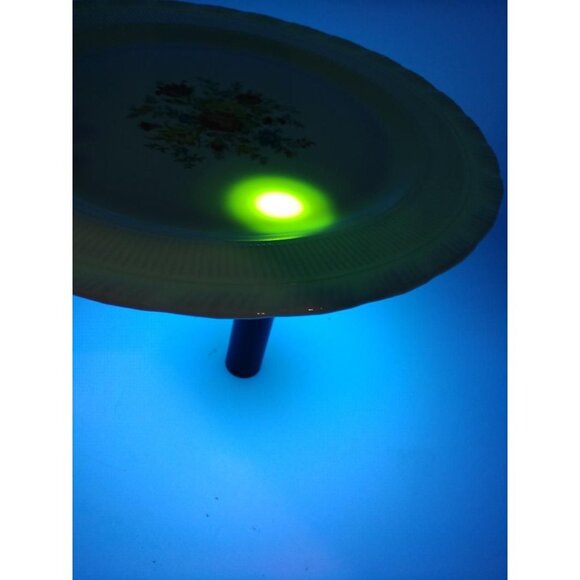 MacBeth Evans Depression Vintage Floral Cremax-Oxford-Bouquet Uranium Glass Plat - Picture 7 of 7